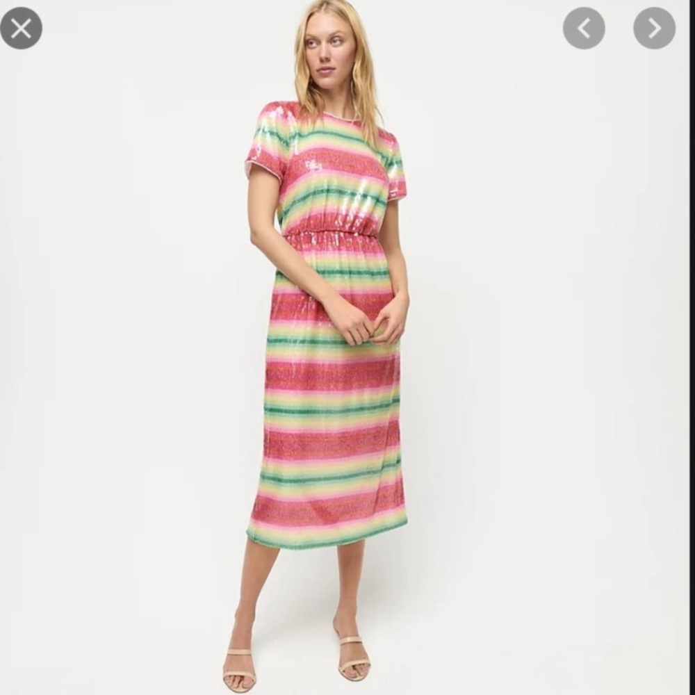 J. Crew Short-sleeve sequin midi dress